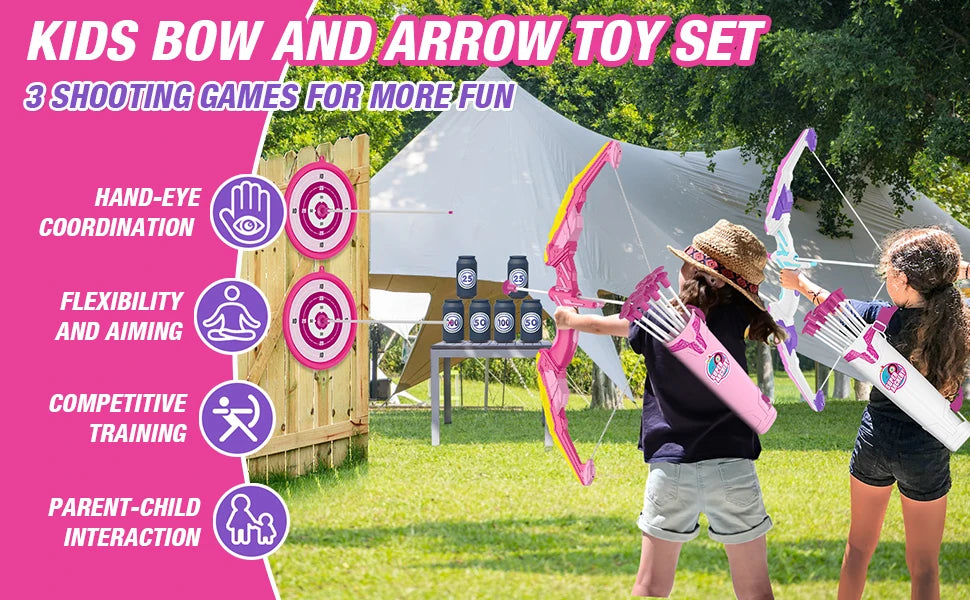 Kids LED Bow & Arrow Set – Safe Archery Toy with Target