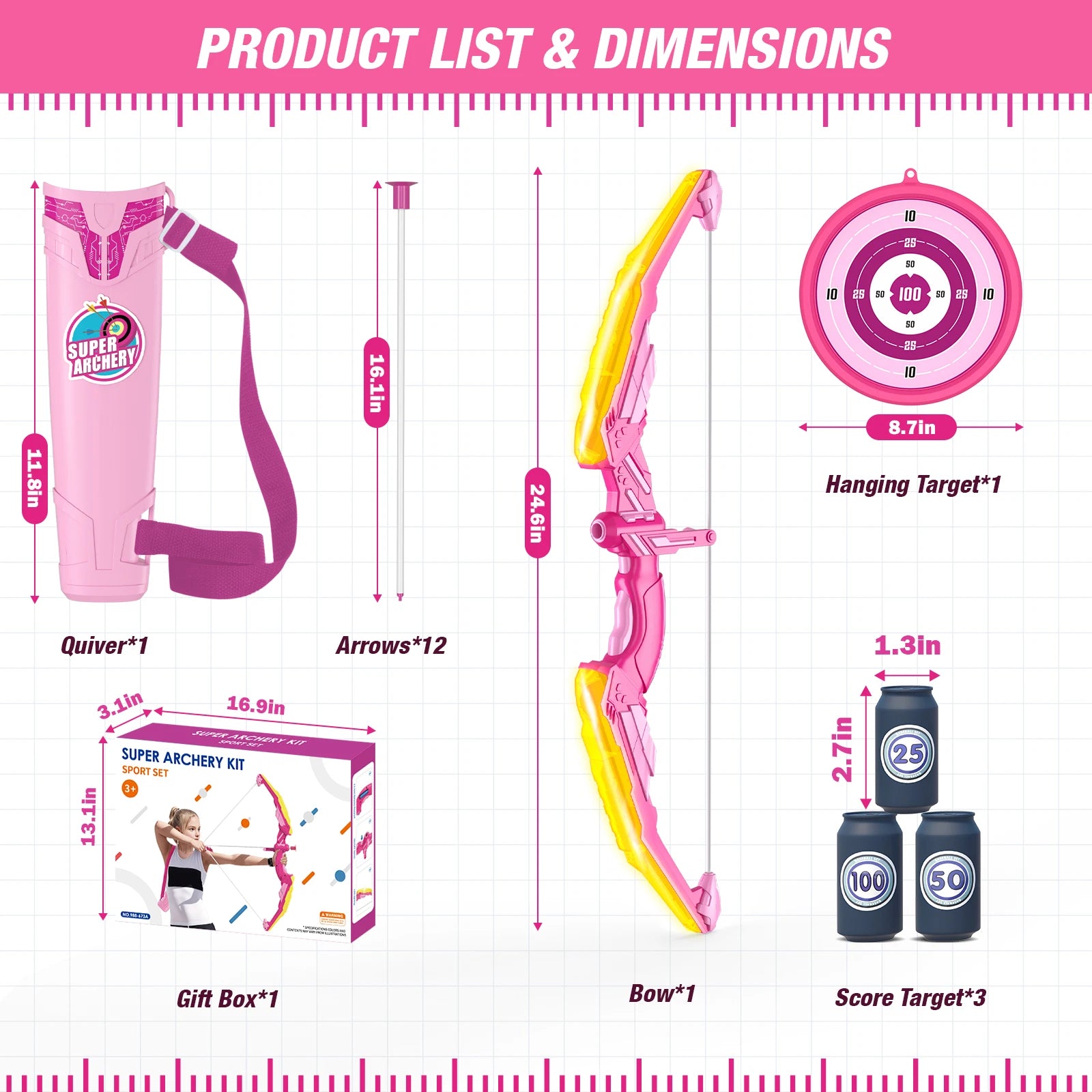 Kids LED Bow & Arrow Set – Safe Archery Toy with Target