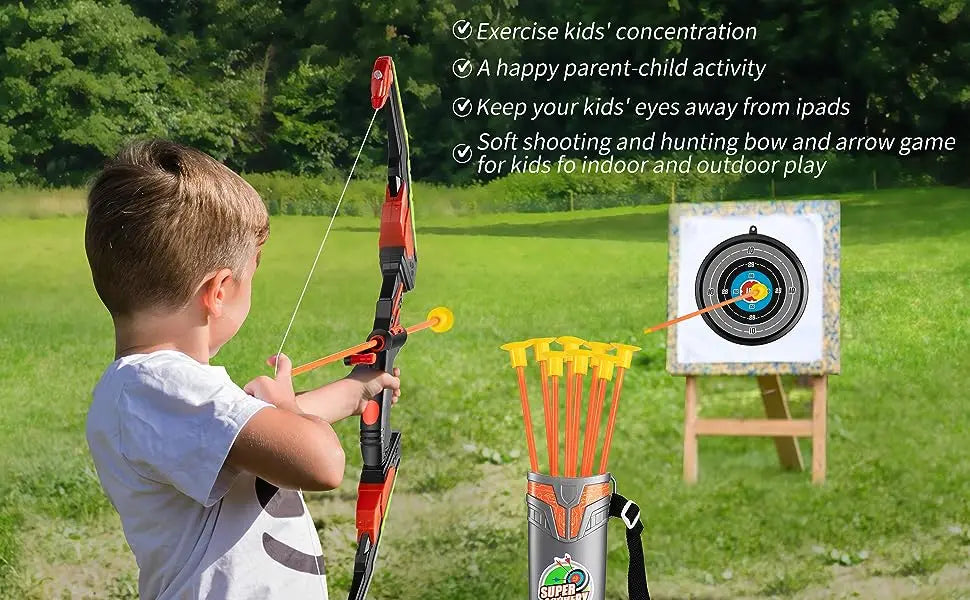 Kids LED Bow & Arrow Set – Safe Archery Toy with Target