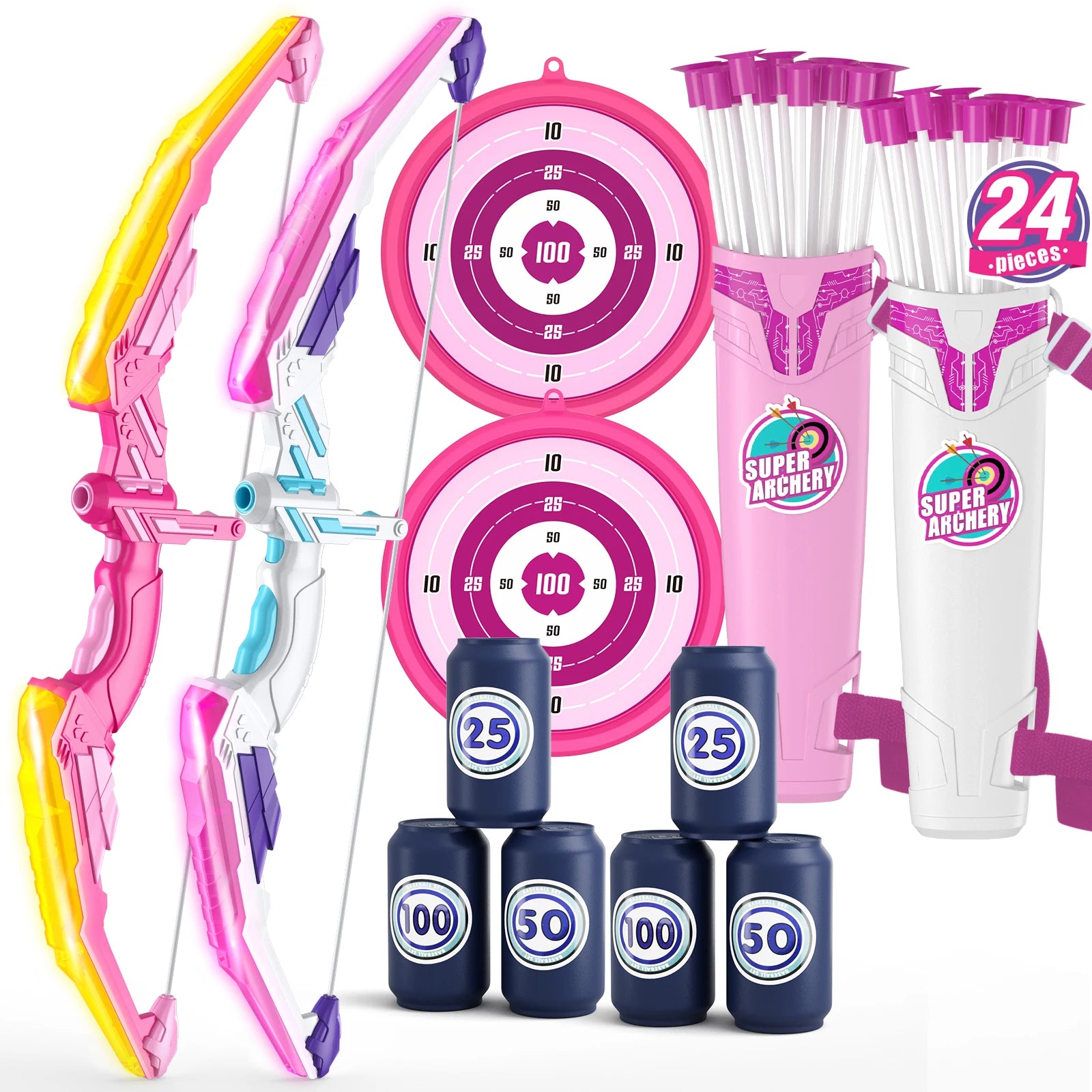 Kids LED Bow & Arrow Set – Safe Archery Toy with Target