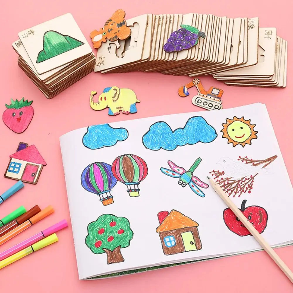 Wooden Drawing Stencil Set – Montessori Art & Craft Toy for Kids