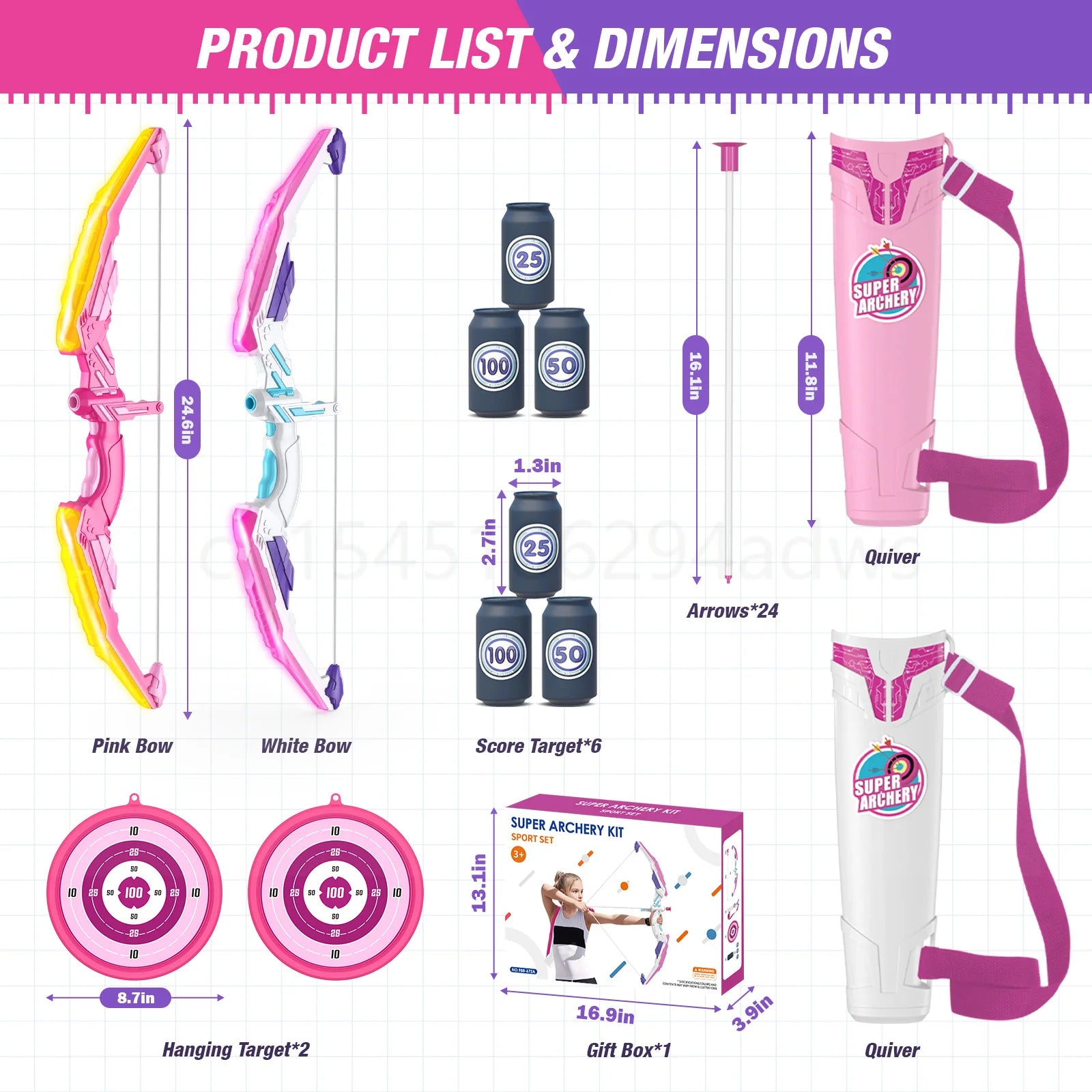 Kids LED Bow & Arrow Set – Safe Archery Toy with Target