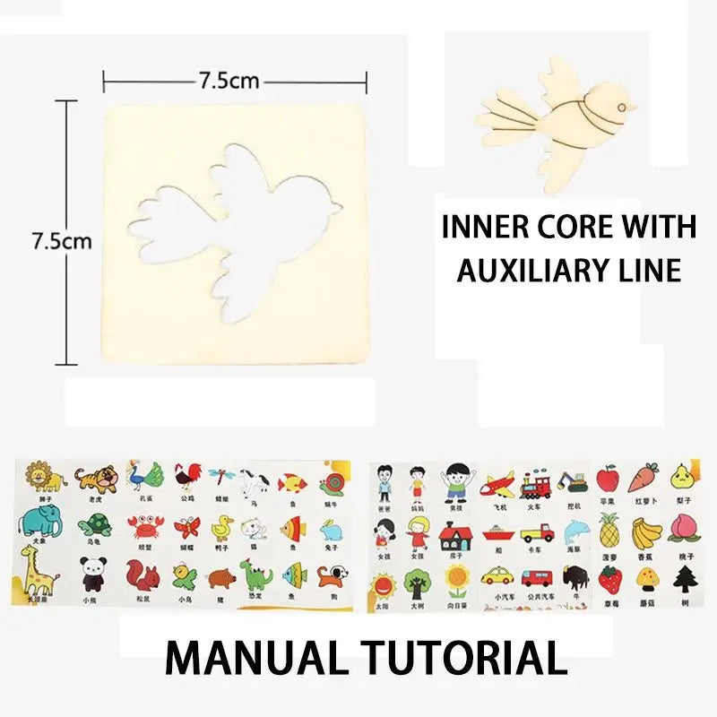 Wooden Drawing Stencil Set – Montessori Art & Craft Toy for Kids