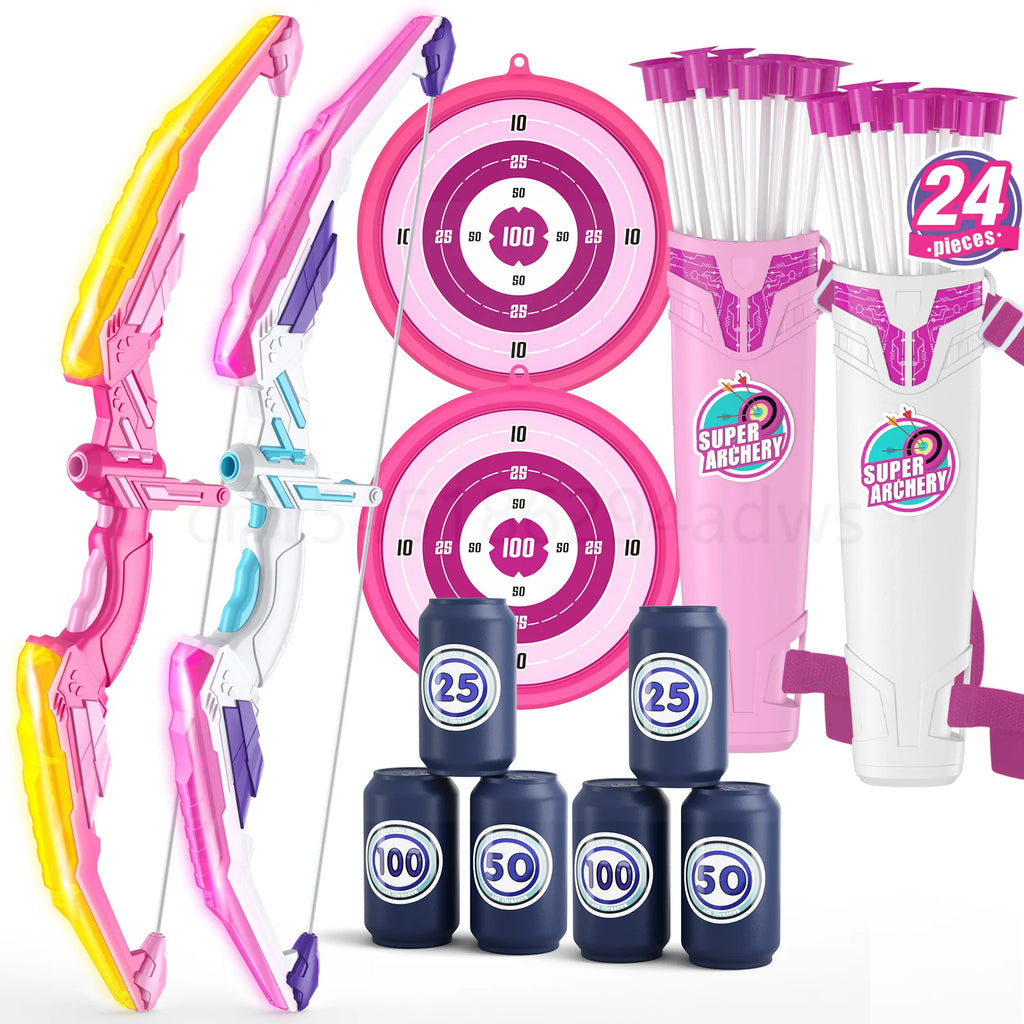 Kids LED Bow & Arrow Set – Safe Archery Toy with Target