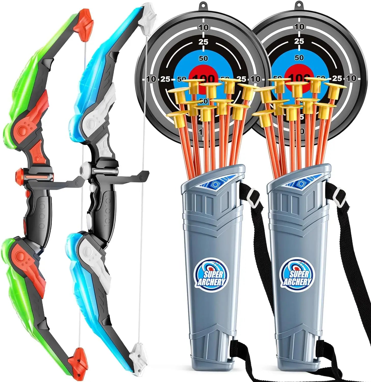 Kids LED Bow & Arrow Set – Safe Archery Toy with Target