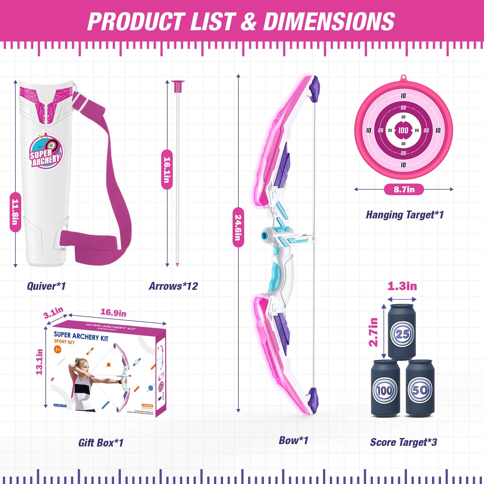 Kids LED Bow & Arrow Set – Safe Archery Toy with Target