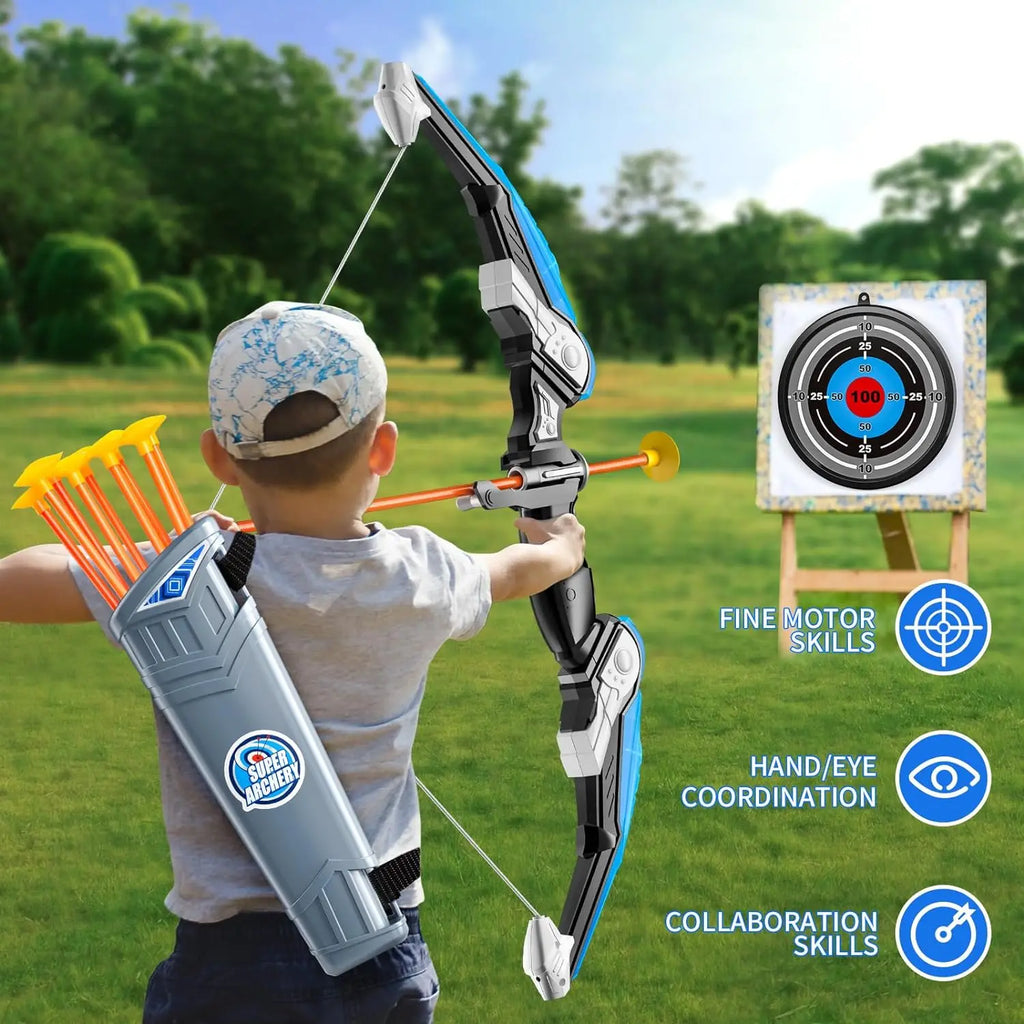 Kids LED Bow & Arrow Set – Safe Archery Toy with Target