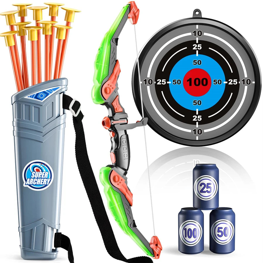 Kids LED Bow & Arrow Set – Safe Archery Toy with Target