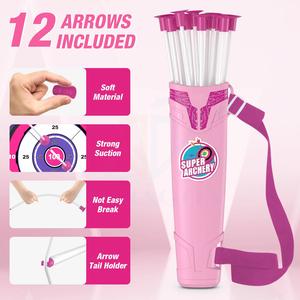 Kids LED Bow & Arrow Set – Safe Archery Toy with Target