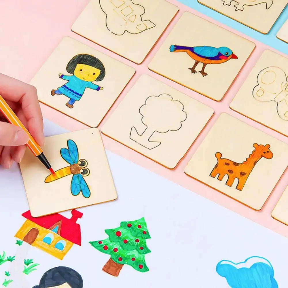 Wooden Drawing Stencil Set – Montessori Art & Craft Toy for Kids