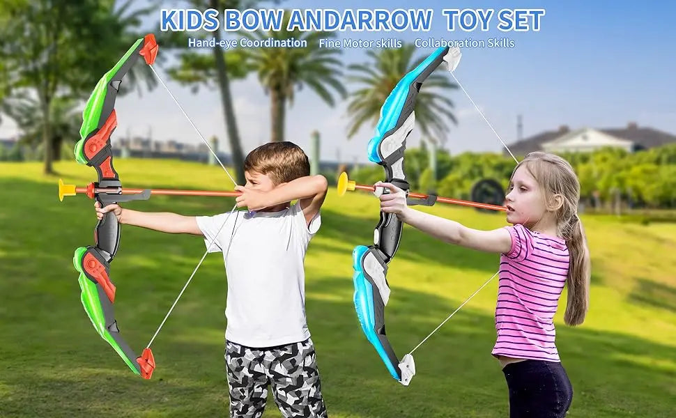 Kids LED Bow & Arrow Set – Safe Archery Toy with Target