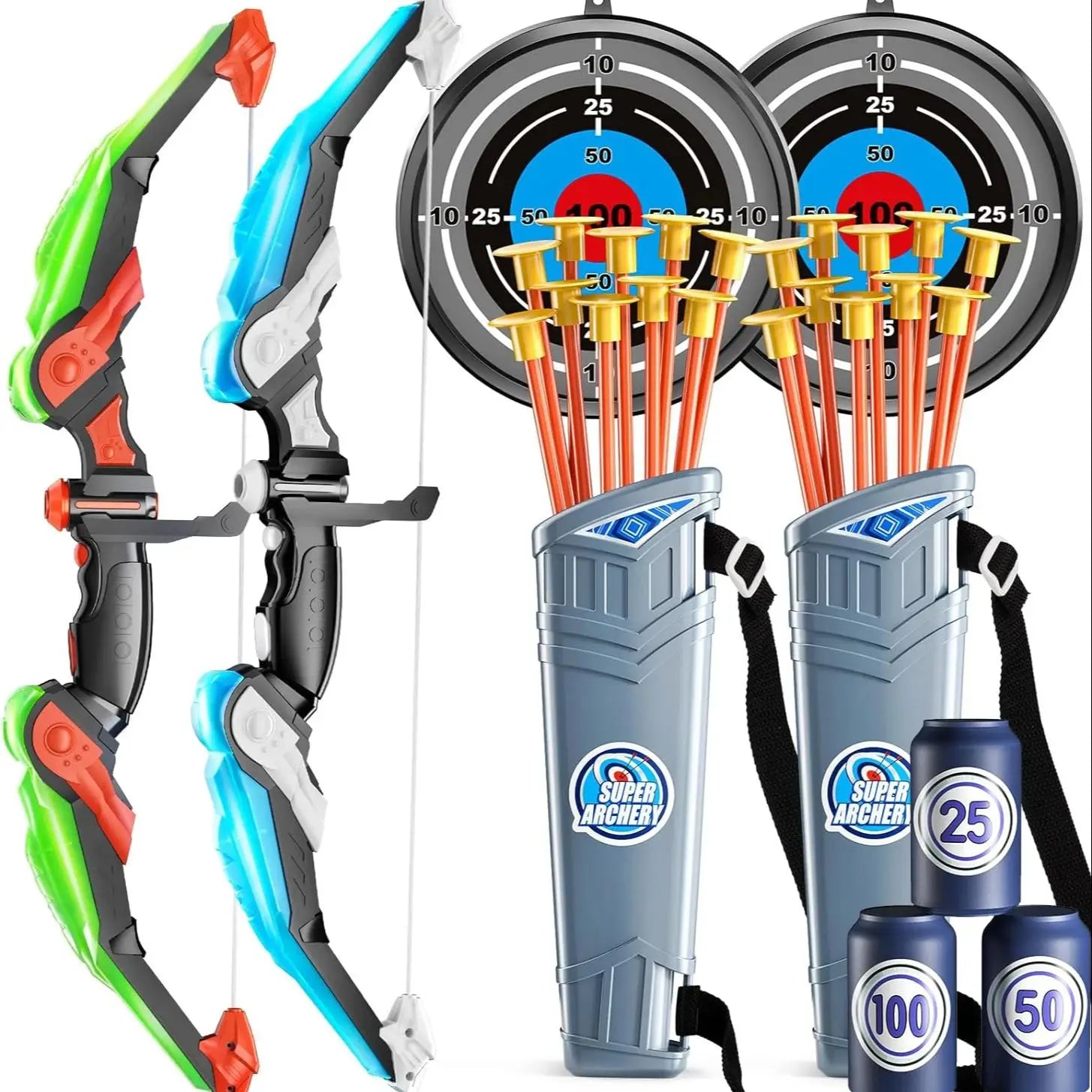 Kids LED Bow & Arrow Set – Safe Archery Toy with Target