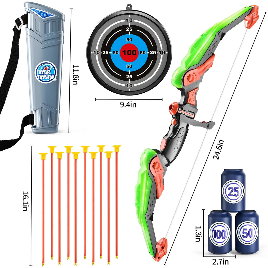 Kids LED Bow & Arrow Set – Safe Archery Toy with Target
